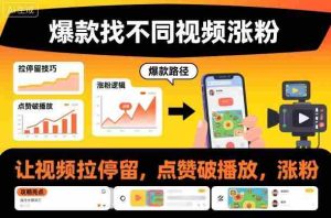 爆款找不同视频涨粉，让视频拉停留，实现点赞，破播放，涨粉-网创资源