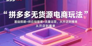 （15886期）拼多多无货源电商玩法：基础搭建+供应链管理+流量运营，从开店到爆单-网创资源