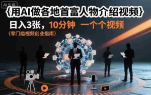 用AI做各地首富人物介绍视频，日入3张，10分钟一个视频-网创资源
