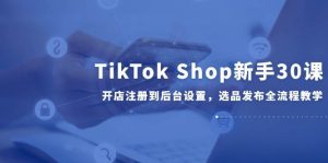 TikTok Shop新手30课，开店注册到后台设置，选品发布全流程教学-网创资源