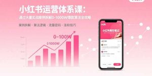 （15792期）小红书运营体系课：通过大量实战案例拆解0-1000W爆款算法全攻略-网创资源
