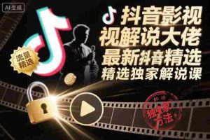 抖音影视解说大佬最新抖音进精选和独家方法，精选独家解说课-网创资源