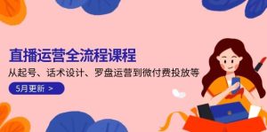 直播运营全流程课程-5月更新：从起号、话术设计、罗盘运营到微付费投放等-网创资源