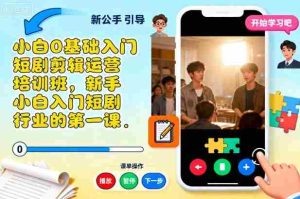 小白0基础入门短剧剪辑运营培训班，新手小白入门短剧行业的第一课-网创资源