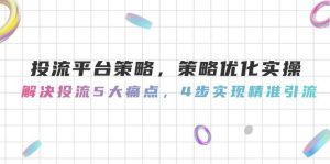 投流平台策略，策略优化实操，解决投流5大痛点，4步实现精准引流-网创资源