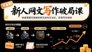 （15688期）新人网文写作破局课：快速掌握可复制的网文创作方法论，实现写作创收-网创资源