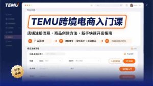 （15682期）TEMU跨境电商入门课，店铺注册流程，商品创建方法，新手快速开店指南-网创资源