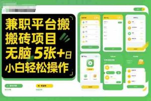 兼职平台搬砖项目无脑操作日入5张＋小白轻松操作-网创资源