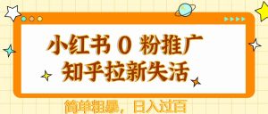 小红书 0 粉推广知乎拉新失活，简单粗暴，日入过百-网创资源
