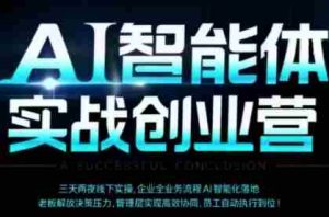 AI智能体实体战创业营（深圳9月23-25日），多维度助力老板、管理层、员工提升效能-网创资源