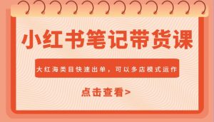 小红书笔记带货课，大红海类目快速出单，市场大，可以多店模式运作（更新）-网创资源