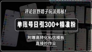 （15466期）评论区野路子玩法揭秘！单账号日引300+精准粉，附赠高转化私信模板，直…-网创资源