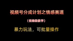 视频号分成计划之情感赛道暴力玩法，可批量操作，保姆级教学-网创资源