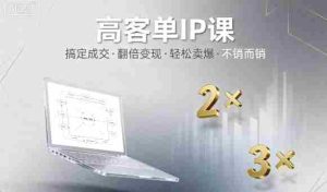 高客单IP课，搞定成交，搞定高客单IP，翻倍变现，轻松卖爆，不销而销-网创资源