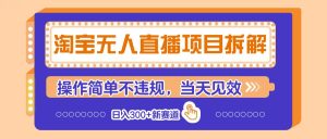 淘宝无人直播项目拆解，操作简单不违规，当天见效 日入300+新赛道-网创资源