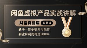 精品闲鱼虚拟产品实战讲解，新手一部手机即可操作，副业月利润可达5000+-网创资源