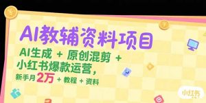 （15343期）AI教辅资料项目，AI生成+原创混剪+小红书爆款运营，新手月入2万+教程+资料-网创资源