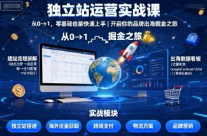 独立站运营实战课，​从0到1，零基础也能快速上手，开启你的品牌出海掘金之旅-网创资源