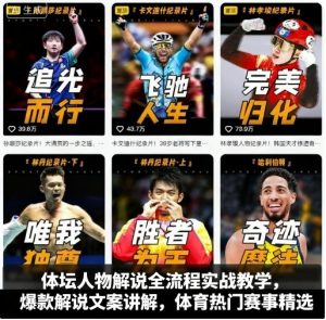 体坛人物解说全流程实战教学，爆款解说文案讲解，体育热门赛事精选-网创资源