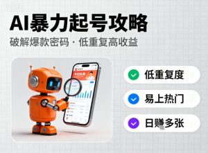 今日头条新玩法，AI暴力起号，重复度低，更容易爆，日入多张-网创资源