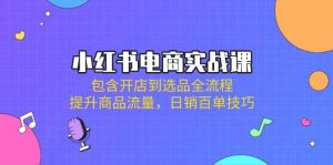 小红书电商实战课：包含开店到选品全流程，提升商品流量，日销百单技巧-网创资源