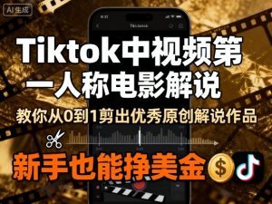 Tiktok中视频第一人称电影解说，教你从0到1剪出一个优秀的原创解说作品，新手也能挣美金-网创资源