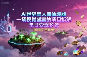 AI世界里人间仙境版，一场视觉盛宴的项目拆解，单日变现多张-网创资源