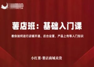 小红薯薯店商城卖货，基础入门课，教你如何进行店铺开通、后台设置、产品上传等入门知识-网创资源