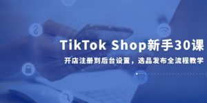 （14960期）TikTok Shop新手30课，开店注册到后台设置，选品发布全流程教学-网创资源