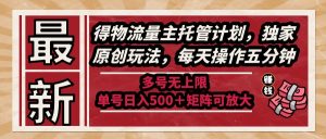 （14954期）最新得物流量主托管计划，独家原创玩法，每天操作五分钟，多号无上限 …-网创资源