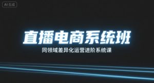 直播电商系统班，同领域差异化运营进阶系统课-网创资源