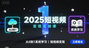 2025短视频变现实战课，从0到1系统学习短视频变现-网创资源