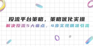 （14862期）投流平台策略，策略优化实操，解决投流5大痛点，4步实现精准引流-网创资源