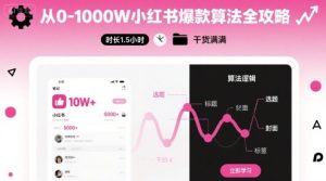 从0-1000W小红书爆款算法全攻略，时长1.5小时，干货满满-网创资源