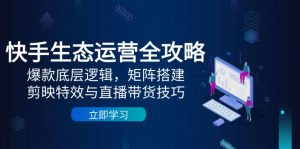 （14728期）快手生态运营全攻略：爆款底层逻辑，矩阵搭建，剪映特效与直播带货技巧-网创资源