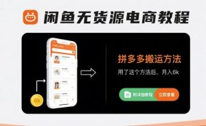 闲鱼无货源电商教程，拼多多搬运方法，用了这个方法后，月入6k(附详细教程)-网创资源