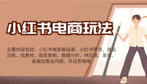 小红书电商玩法：带货/选品/找素材/裂变/数据分析/供应商/发货/售后/开店思维等-网创资源