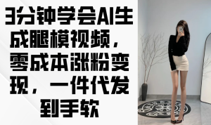 （14537期）3分钟学会AI生成腿模视频，零成本涨粉变现，一件代发到手软-网创资源