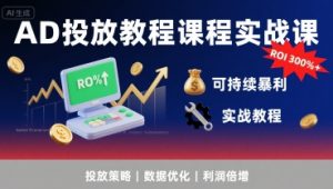 AD投放教程课程实战课，实现广告ROI300%+可持续暴利-网创资源