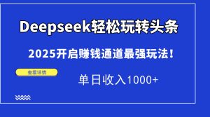 （14453期）Deepseek轻松玩转头条，2025开启赚钱通道最强玩法！单日收入1000+-网创资源