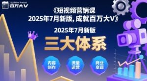 短视频营销课2025年7月新版，三大体系成就百万大V-网创资源