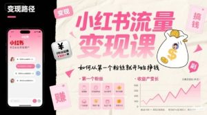 小红书流量变现课，如何从第一个粉丝就开始挣钱-网创资源