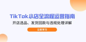 （14358期）TikTok小店全流程运营指南，开店选品、发货回款与违规处理详解-网创资源