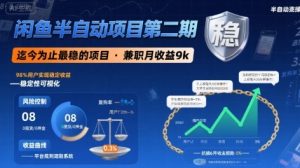 闲鱼半自动项目第二期，可能是迄今为止最稳的项目，兼职月收益9k-网创资源