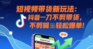 短视频带货新玩法：抖音一刀不剪带货，不剪辑，纯搬运，新手也能轻松爆单!-网创资源
