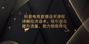 抖音电商直播话术课程，详解拉流话术，吸引观众，提升流量，助力销售转化-网创资源