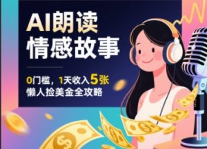 Ai朗读情感故事，0门槛，1天收入5张，每天10分钟，懒人捡美金全攻略-网创资源