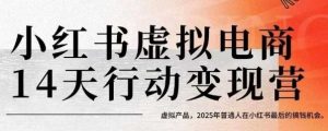 小红书虚拟电商14天变现训练营，虚拟产品，2025年普通人在小红书最后的搞钱机会-网创资源