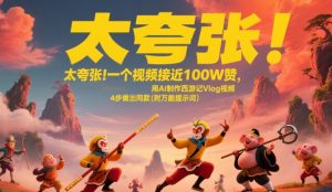 太夸张！一个视频接近100W赞，用AI制作西游记Vlog视频，全流程拆解来了(附万能提示词)-网创资源