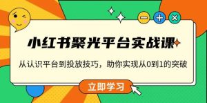 小红书聚光平台实战课，从认识平台到投放技巧，助你实现从0到1的突破-网创资源